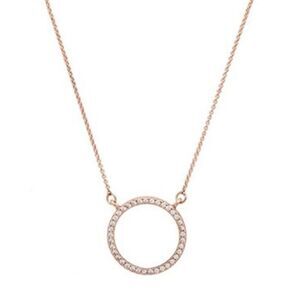 New Lisa Freede Pave Crystal Circle Eternity Rose Gold Necklace Romantic Revolve